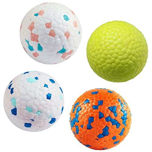 Dog Balls for Aggressive Chewers,Indestructible Floating Bouncy Balls for Dogs Small Breed,Lightweight Durable Solid Dog Balls for Puppy/Small/Medium Dogs-Odourless-2.5"-(4 Pack) 4PCS Durabl