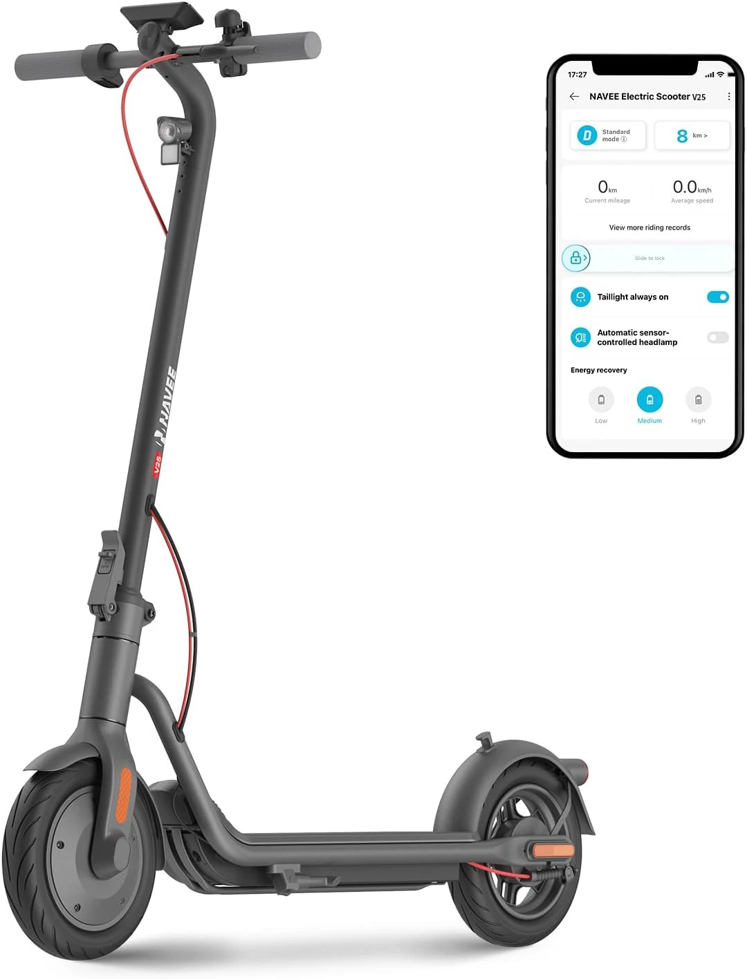 NAVEE Electric Scooter, Max 20/19 MPH & 40/31/25/15.5 Miles, 900W/700W/600W Max Power, 10'' Pneumatic Tire, IP55 Waterproof, Foldable E-Scooter for Adults College Student Scooter Enthusiasts