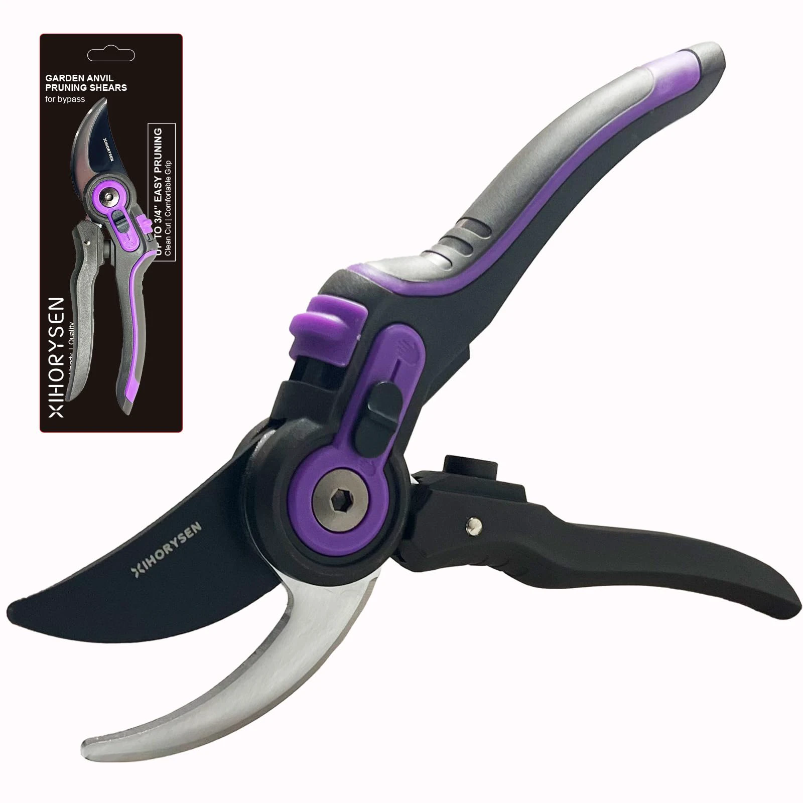 8.46" Bypass Pruning Shears Teflon Coating Blade Hand Size Adjustment Garden Hand Pruner Internal Spring Heavy Duty Anvil Effort-saving Ergonomical Garden Plant Cutting Clippers for Stem Bra