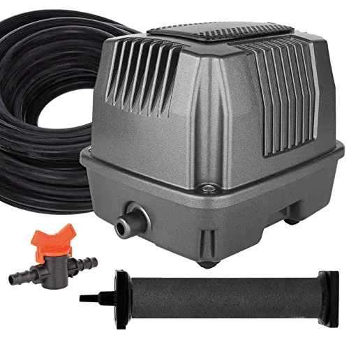 AquaMiracle Pond Aeration Kit Koi Pond Aerator Pond Air Pump for Pond up to 15000 Gallons Pond Deicer All-in-One Pond Aeration System with Self-Sinking Airline Flow Control Rubber Air Diffus