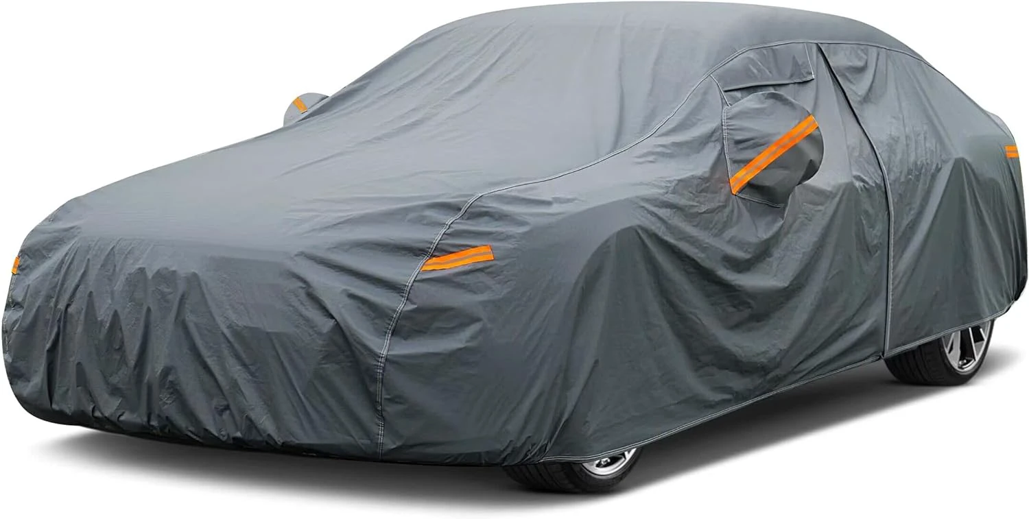 16 Layers Car Cover Waterproof All Weather, Heavy Duty Full Exterior Cover Universal Fit Sedan Hyundai Accent, Audi A3, Kia Spectra, Acura Integra/RSX, Chevrolet Cobalt, Dodge Colt etc. 1 Se