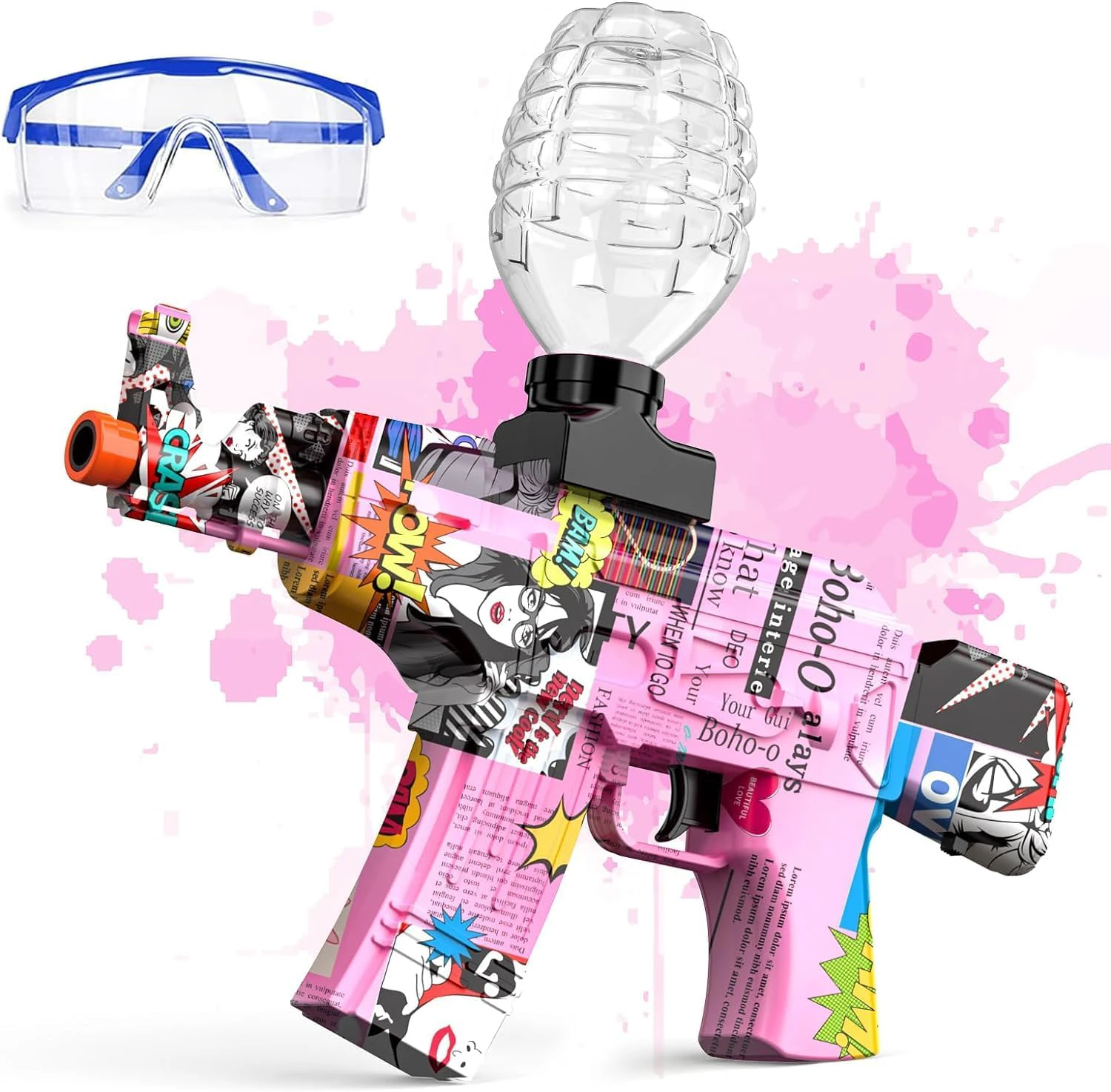 Anstoy Electric Gel Ball Blaster, High-Speed Gelfire Blaster for Orbeez with 40000 Gel Rounds and Eyewear, Splatter Ball Toys for Outdoor Shooting Game Party Gift Ages 14 & Up, Girl Pink