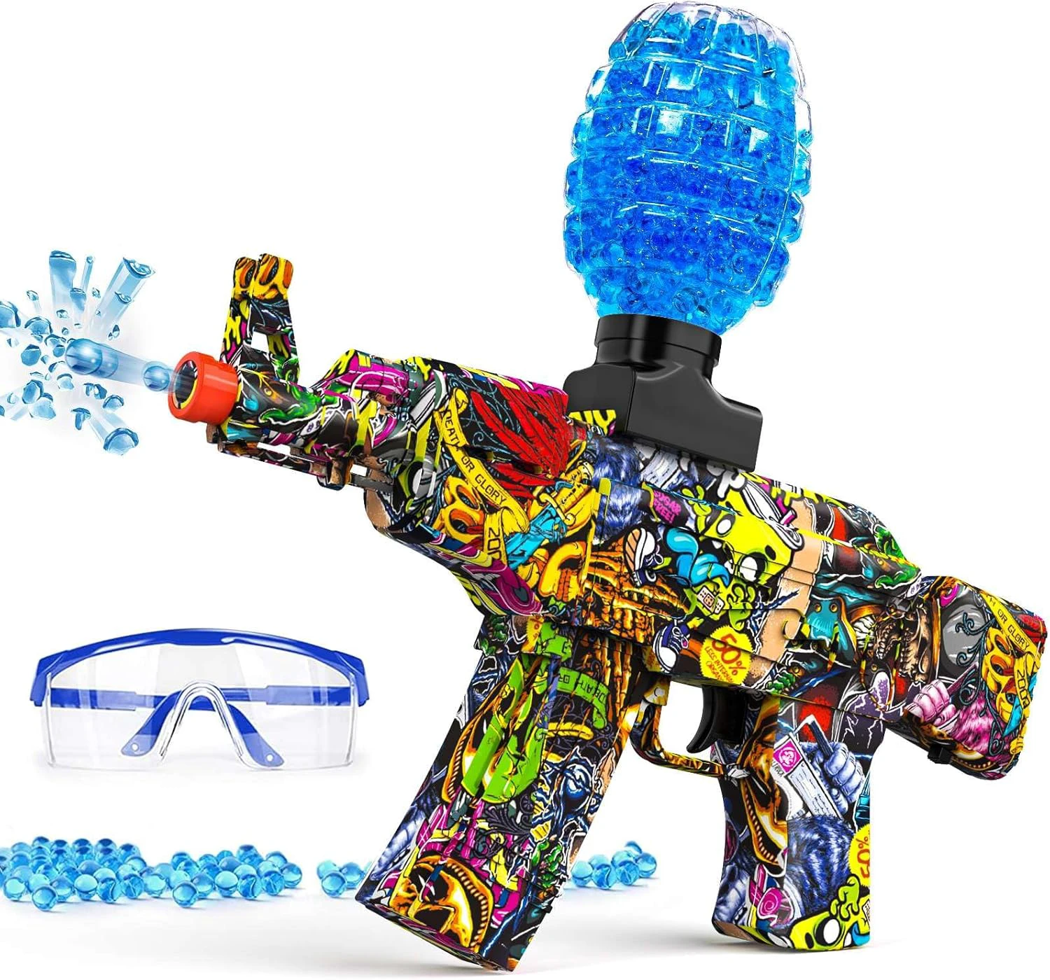 Anstoy Splat Gun Electric with Gel Ball Blaster AEG AKM-47 Splatter Ball Blaster for Outdoor Activities-Fighting Shooting Team Game Ages 14+(Halloween)