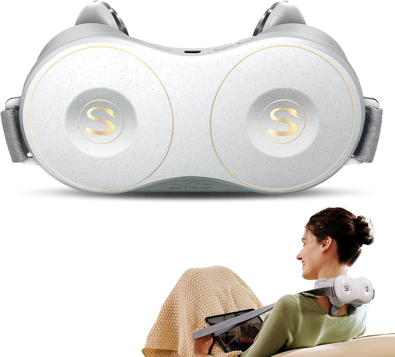 SKG H7 Shiatsu Neck Massager for Pain Relief Deep Tissue, Neck and Shoulder Massager 4D Electric Kneading Massager with Heating Relax at Home Office Car, Gift for Men Women, Maye Musk's Choi