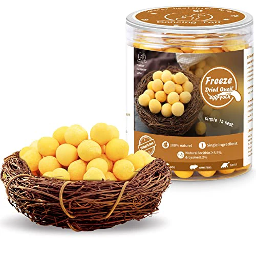 Freeze Dried Cat and Dog Treats, Limited Ingredient Quail Egg Yolk Healthy Tasty Snacks for Training 8.8 Ounce