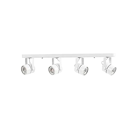 KING SHA 21” Plug-in 4-Light Track Lighting - White, with 4 Dimmable LED Bulbs GU10 Warm White CRI90