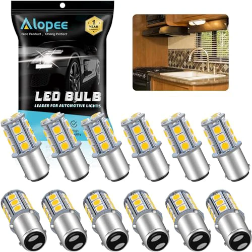 Alopee 12 Pack Non Polarity 1142 Led Bulb for Marine Boat Navigation Light Soft White 3000K 1004 Led Bulb for RV Trailer Interior Lighting DC 12V Replacement Bulb for BA15D 90 1076 Led Bulb 