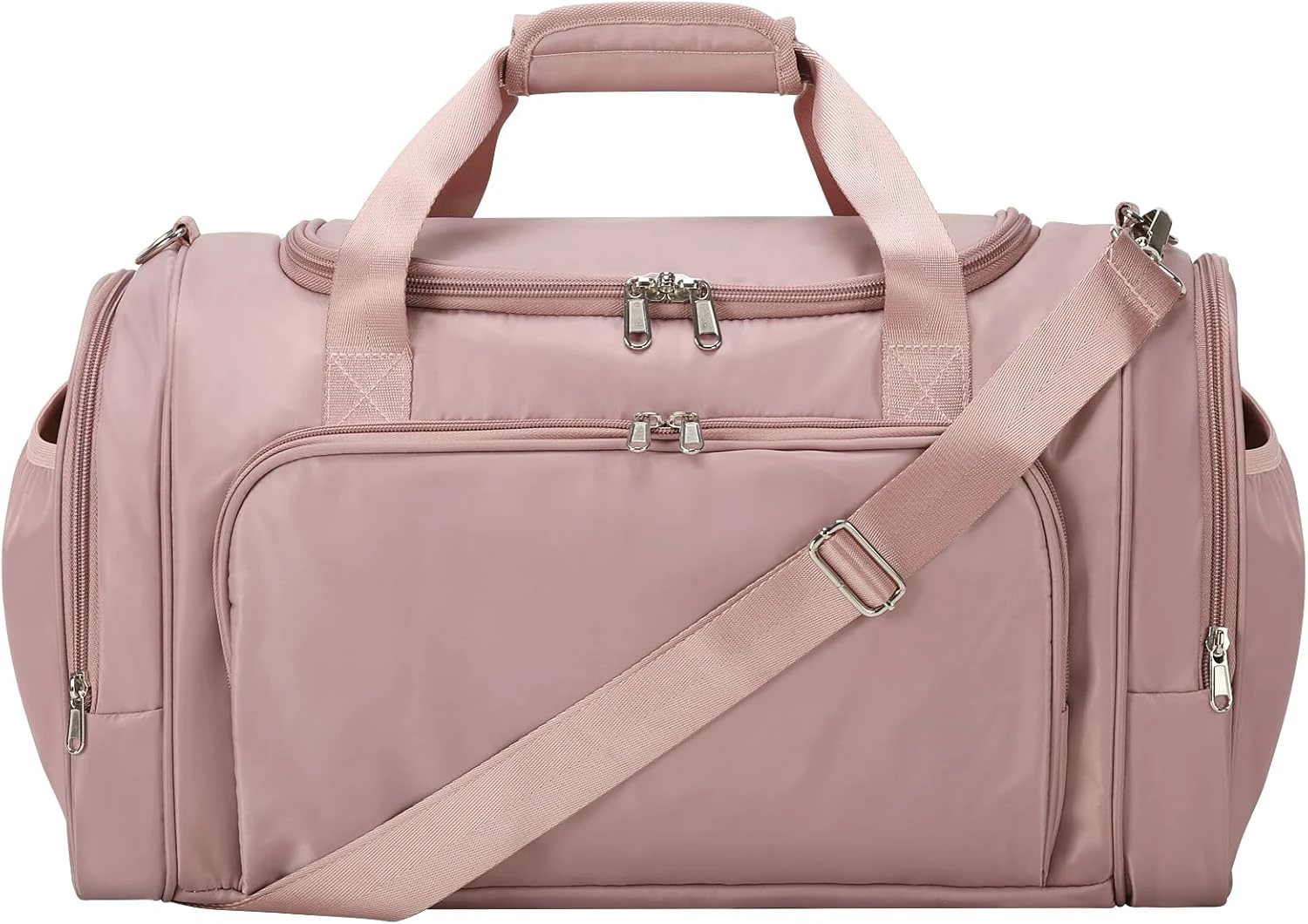 Travel Duffel Bag, 20 in Multi Pocket Weekender Bag, Classic Gym Bag - Dust Pink