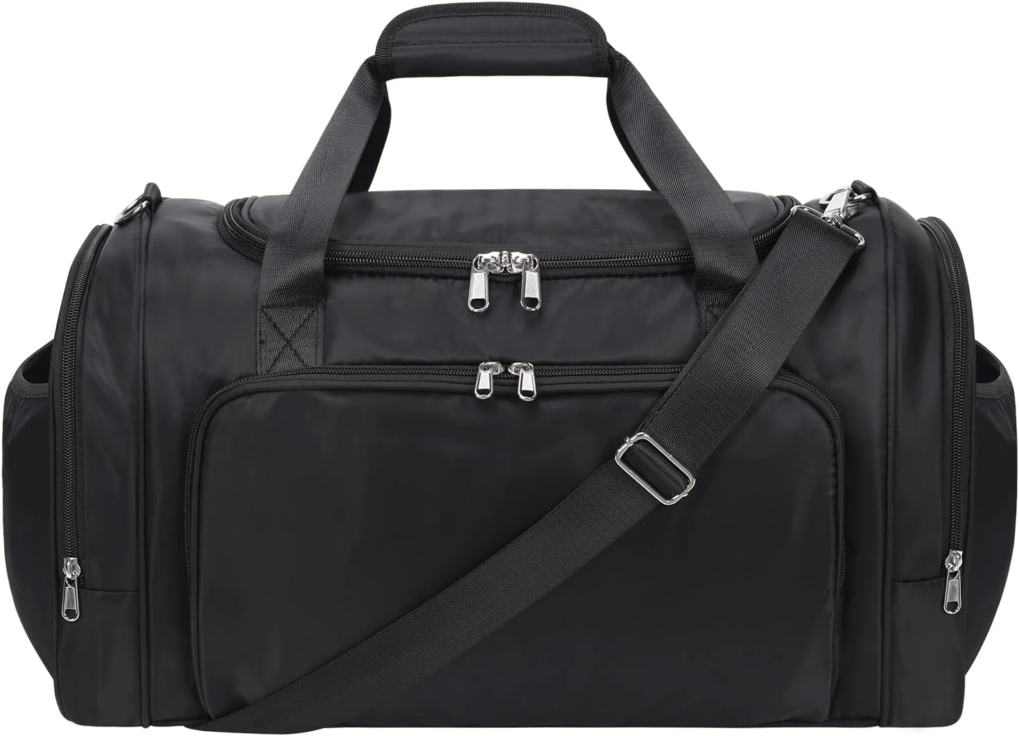 Travel Duffel Bag, 20 in Multi Pocket Weekender Bag, Classic Gym Bag - Black