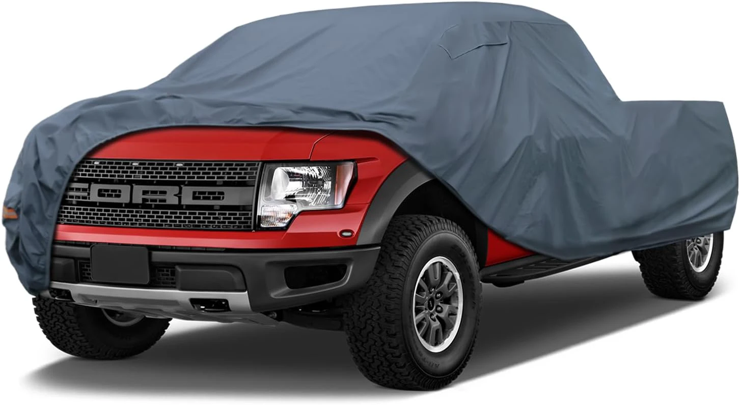 16 Layers Truck Cover Waterproof All Weater, Heavy Duty Outdoor Pickup Truck Cover for F-Series F-150, Tundra, Nissan Titan, RAM 1500, Sierra 1500, Silverado 1500. Length: Up to 248 inches. 