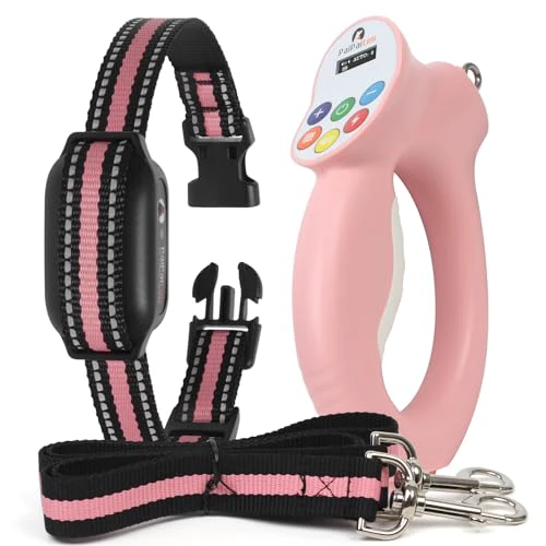 PaiPaitek Dog Shock Collar with Smart Training Leash, 1600ft Waterproof Electric Collar with 3 Training Options for Dogs Automatic Stop Pull and Remote Recall Pink-2