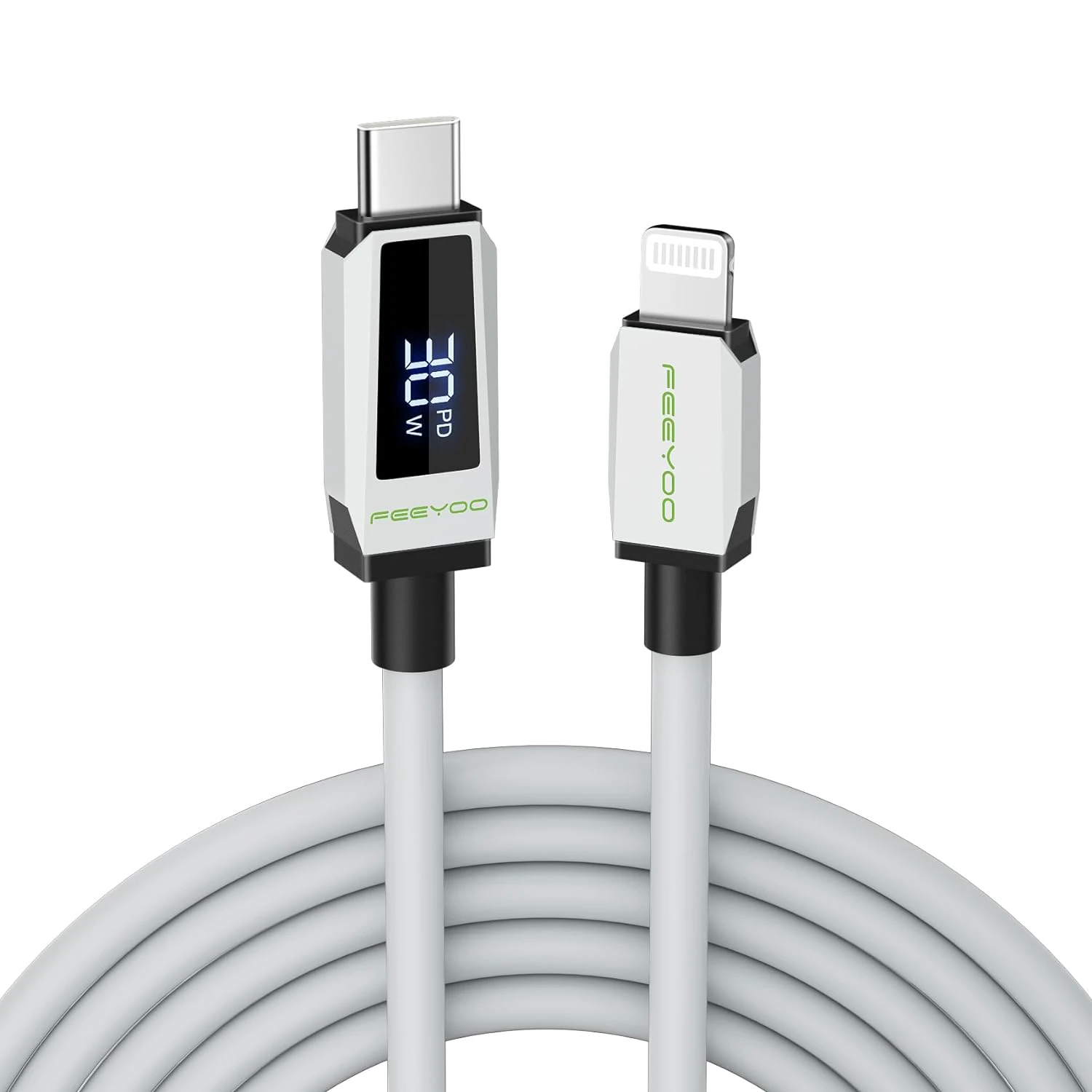 USB C to Lightning Cable with Display 6.6 FT iPhone Charging Cable MFi Certified Silicone iPhone Fast Charging Cord PD 30W Compatible with iPhone 14/13/12/11/XS/XR/X/8/7,AirPods Pro,and More