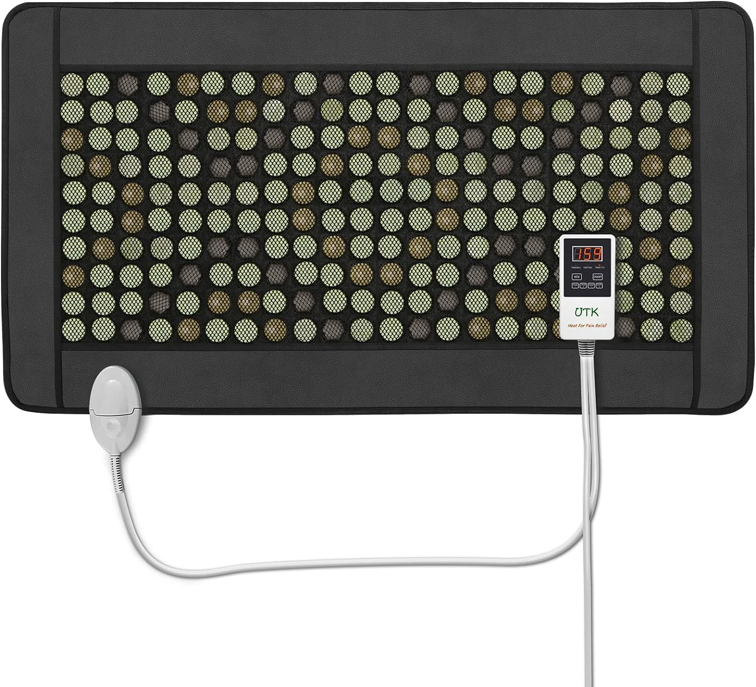 UTK Quantum Wave Heating Mat,Infrared Heating Pad,32 Passive Magnet Stones,40 Tourmaline Stones,148 Natural Jade Stones,Memory Function,Auto Shut Off (Mplus: 21'' x 38'') 21 x 38 Inch