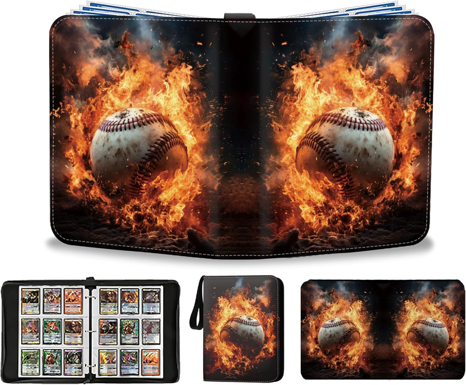 Baseball Card Binder 900 Pockets - Trading Card Binder with Sleeves, Sports Card Binder Collectible Trading Card Albums Organizer Case Fits 900 Cards with 50 Removable Sleeves for Sports Gam