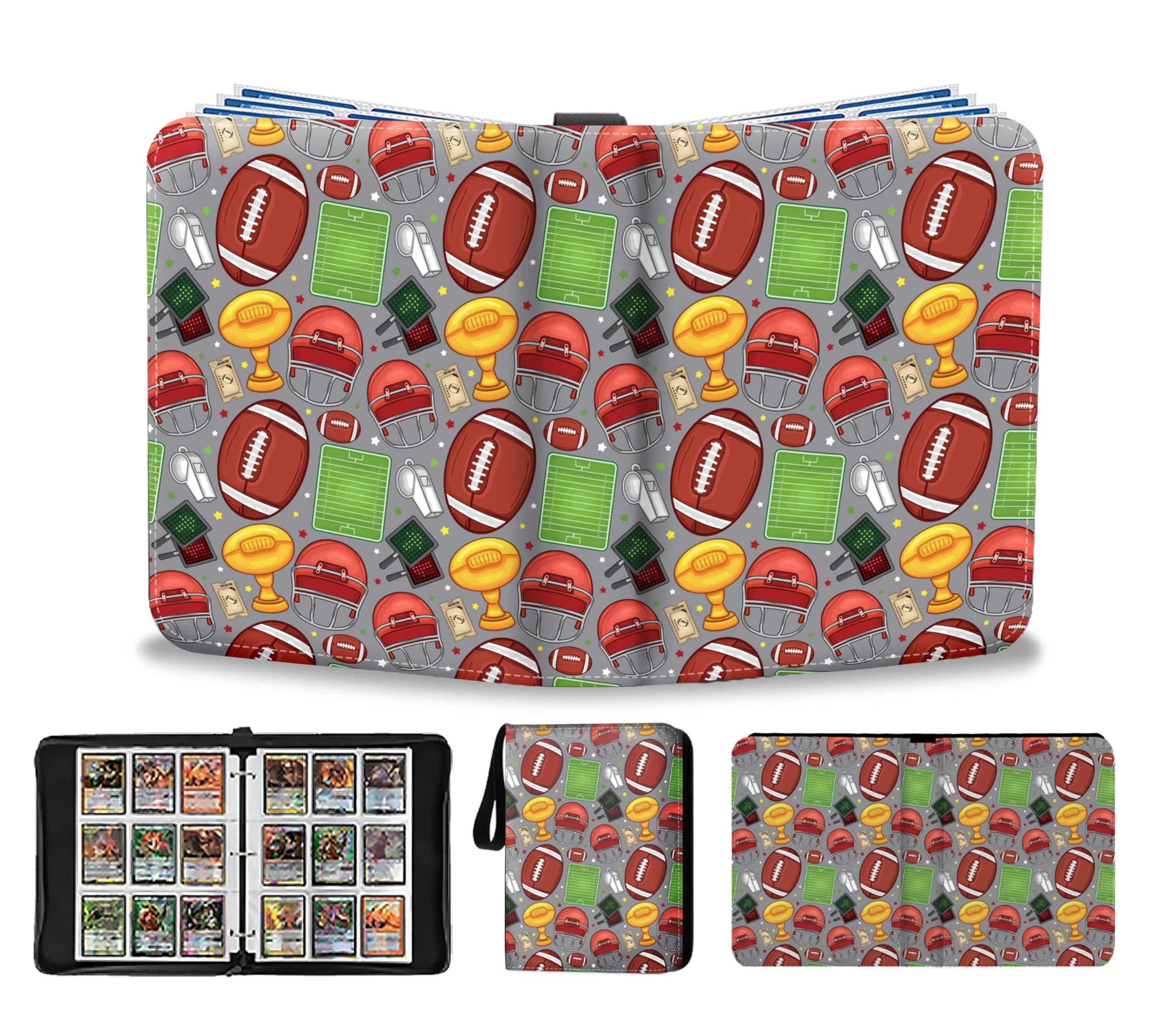 Football Card Binder 900 Pockets - Football Card Binder with Sleeves, Sports Cards Storage Organizer for Football Basketball Baseball or Gaming Trading Cards Fits 900 Cards with 50 Removable