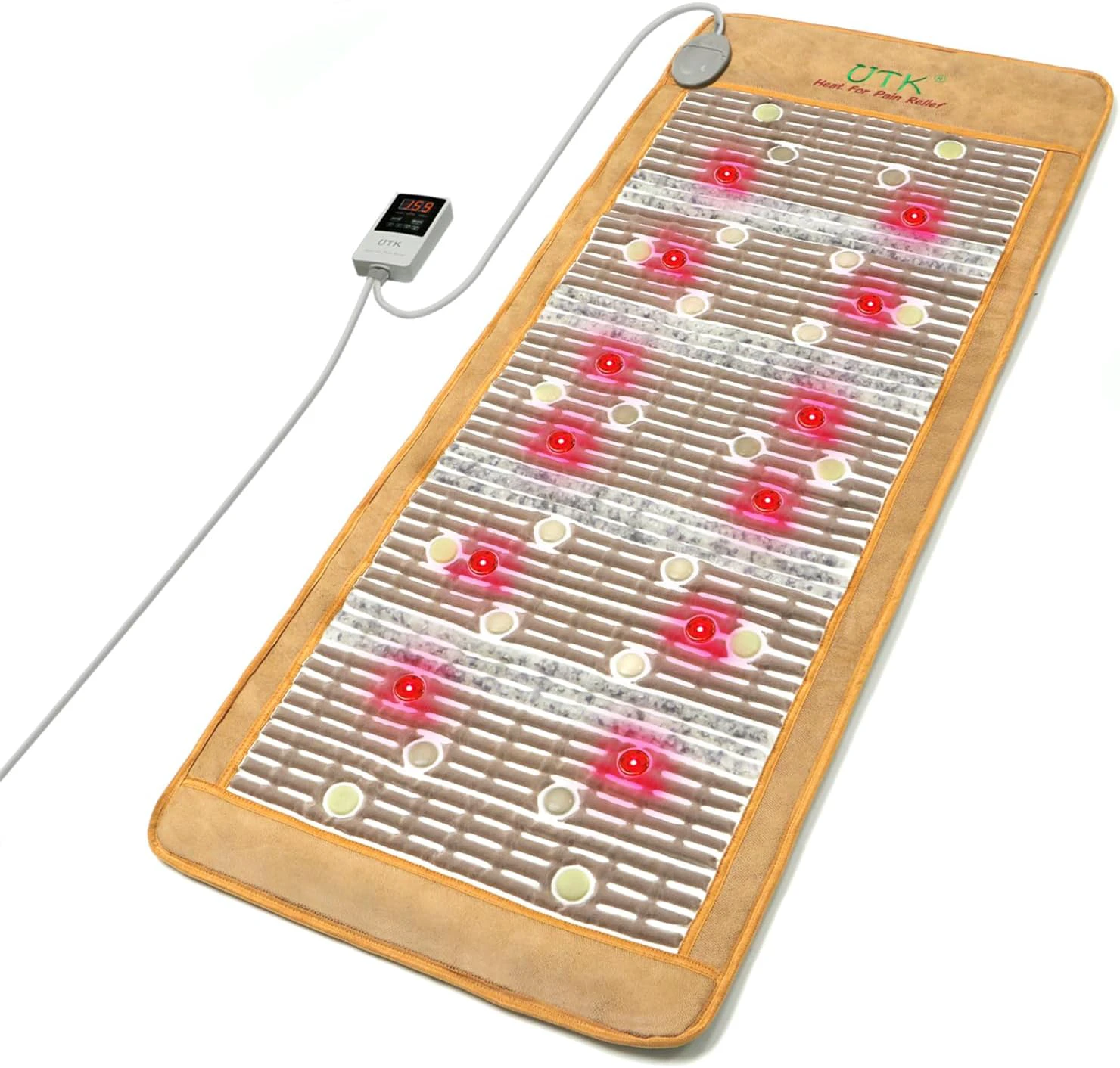 UTK Far Infrared Heating Pad,660nm Photon Light,Amethyst,Tourmaline and Natural Jade,Negative Ions Infrared Pad,Adjustable Timer & Temperature(Plus59'' x 23'')