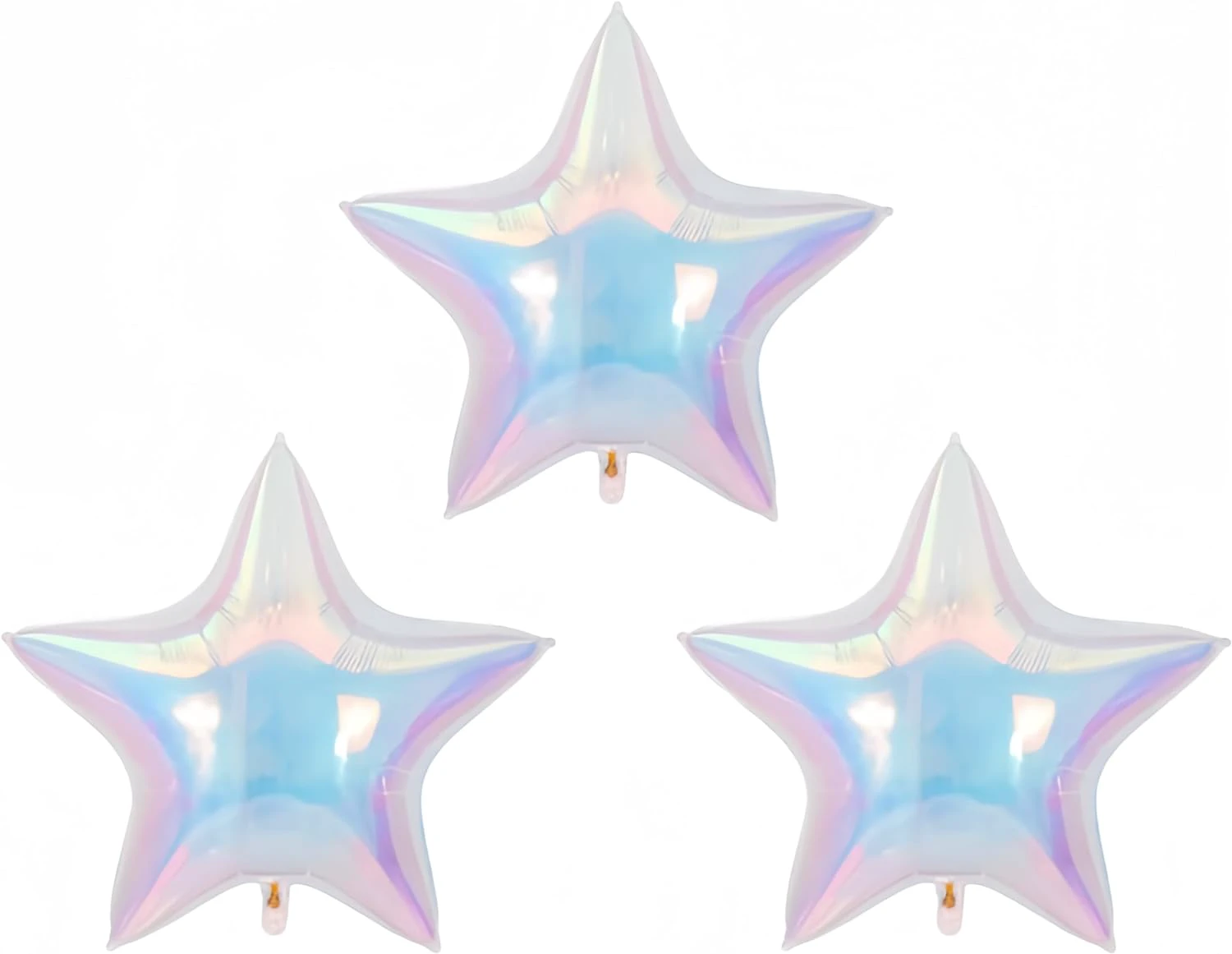 3Pcs Iridescent Star Balloons 32Inch/Clear Foil Transparent Rainbow Balloons/Multicolor Star Gorgeous Balloon/Under The Sea Party Mermaid Party Balloon