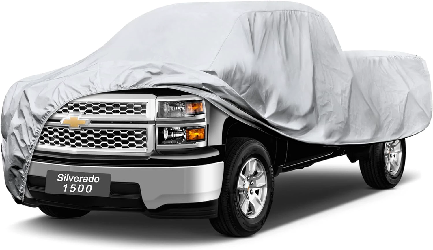 Pickup Truck Cover Waterproof All Weather, 6 Layer Heavy Duty Truck Cover Universal Fit Ford F150, Chevy Silverado, GMC Sierra, Dodge Ram 1500 Extended/SuperCrew Cab (Truck, up to 248 inch) 