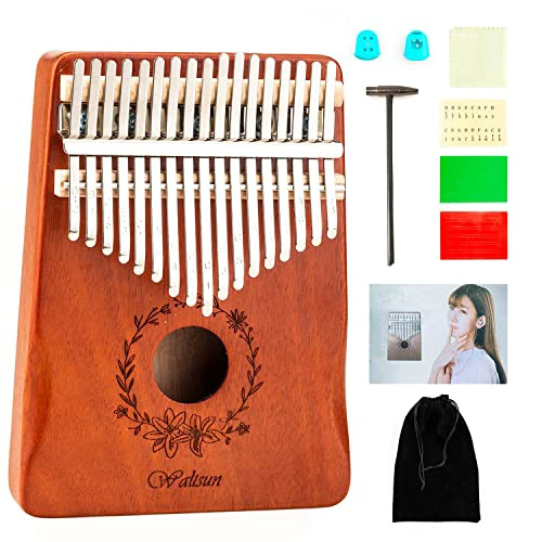 Kalimba Thumb Piano 17 Keys, Portable Mbira Finger Piano, Premium Mahogany Gift for Kids and Adults, Easy Music Instrument for Beginners and Professionals with Enchanting Sound Brown