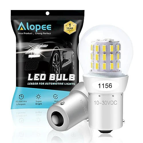 Alopee 2pcs 9-30V DC 1156 LED Bulb White Super Bright 1156 Light Bulb P21W 7506 1141 5008 1156 Bulb Replacement Reverse Light Bulb Turn Signal Bulb Brake Lights Motorcycle Lawn Tractor Light