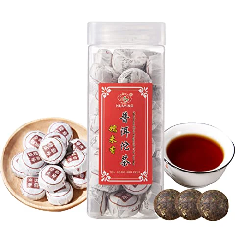 HUAYING Pu-erh Tea, Ripe Puerh Tea Mini Tea Cake with Glutinous Rice Fragrant, Loose Leaf Tea (8.47 Ounce/240g)