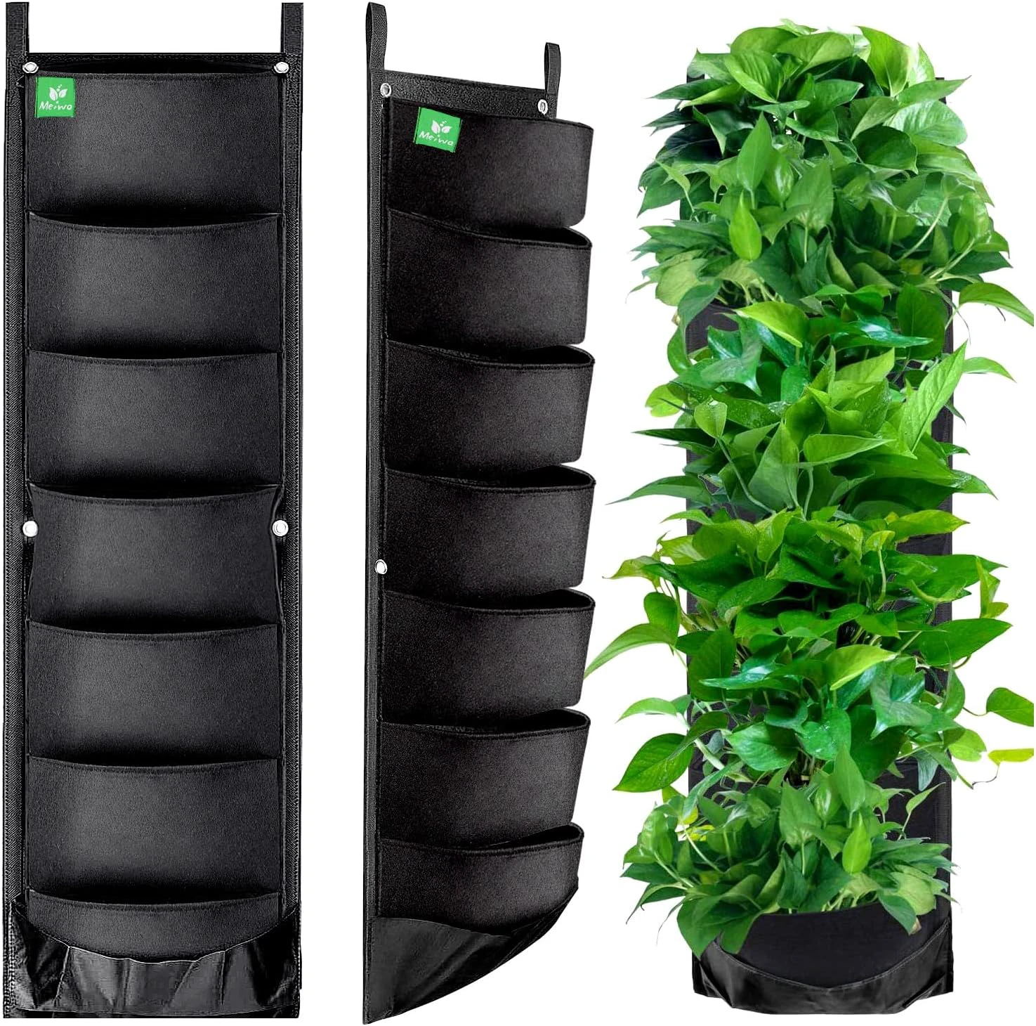 2 Packs Hanging Planter for Outdoor Plants, 7 Pocket Vertical Wall Planter, Vertical Garden Hanging Plant Holder 7 Pockets Two Pack