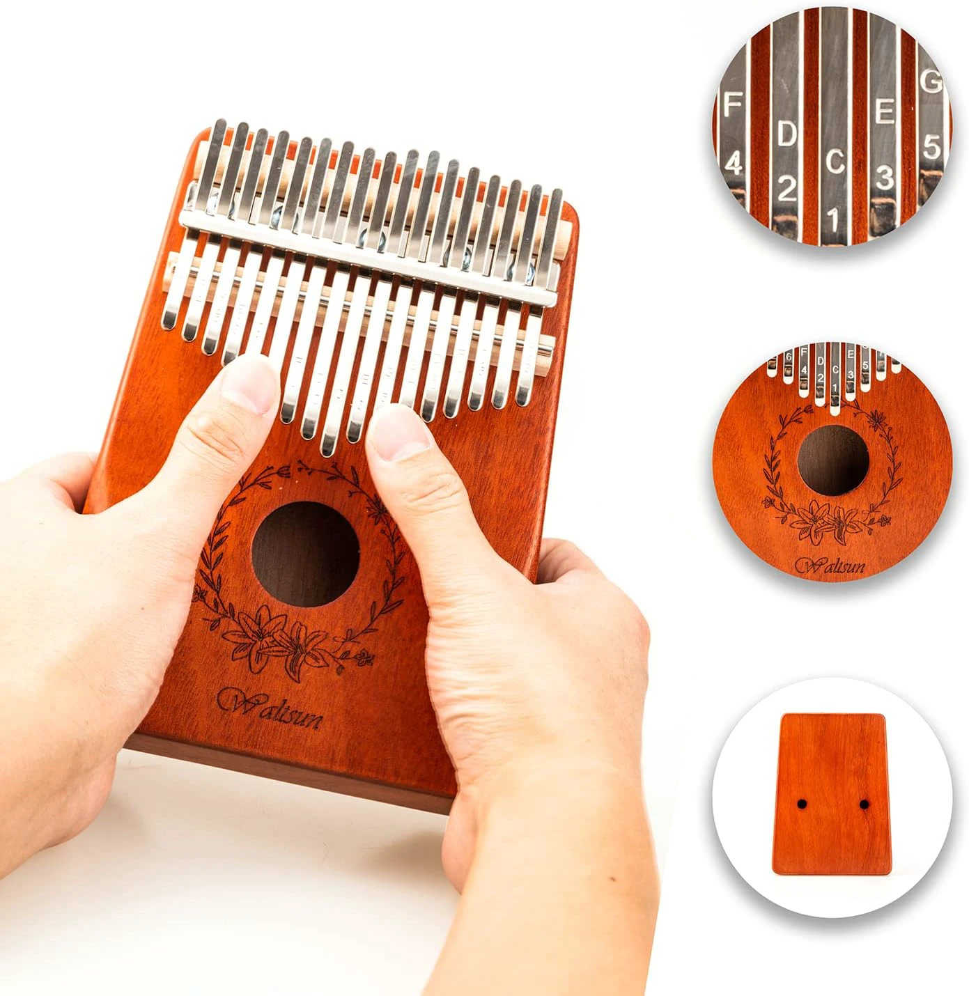 Kalimba Thumb Piano 17 Keys Portable Mbira Finger Piano Gifts for Kids and Adults, Easy Music Instrument for Beginners and Professionals with Enchanting Sound Light Brown