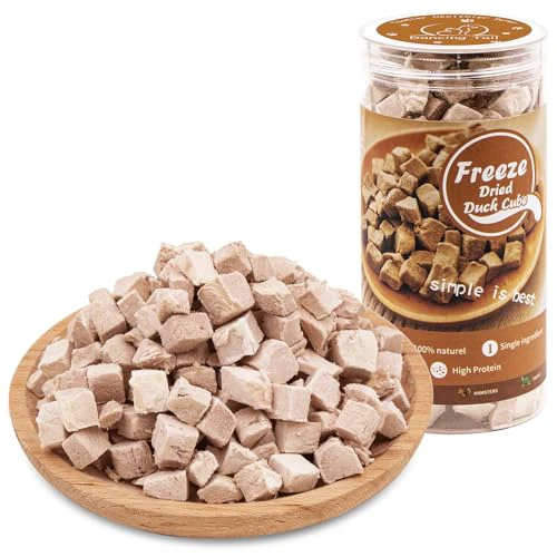 Freeze Dried Raw Cat and Dog Treats, Healthy Limited Ingredient Duck Cube Weight Control Traing Treats for Small Dogs Cats (Duck)