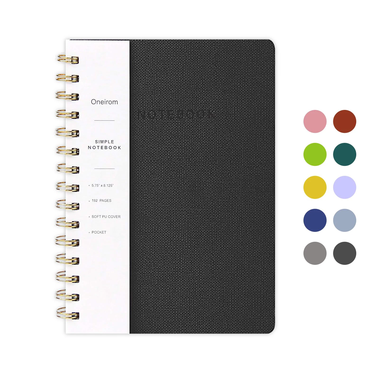 Spiral Notebook-6.10" x 8.19" College Ruled Journal with Inner Pockets and 160 Pages,PU Leather Cover Business Journal, Twin-Wire Binding Notebook Perfect for Office & Home School Supplies 0