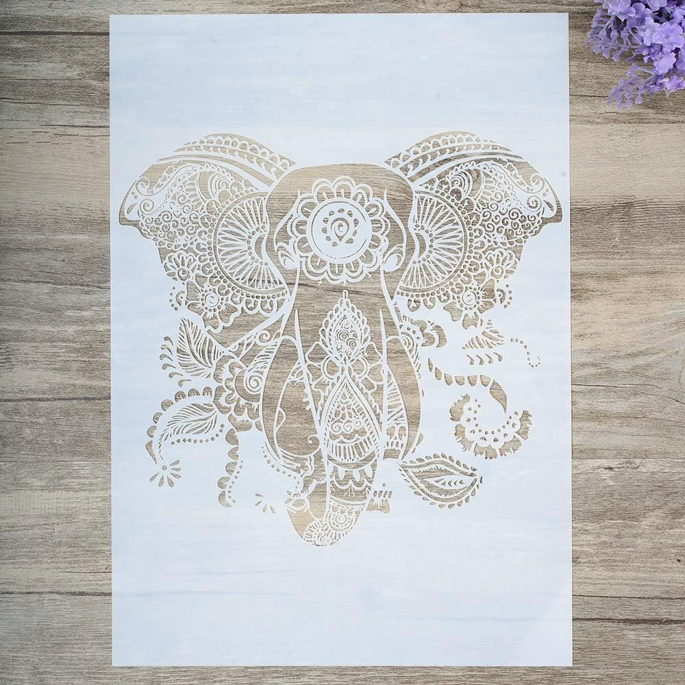 DIY Decorative Elephant Stencil Template for Painting on Walls Furniture Crafts (A2 Size)