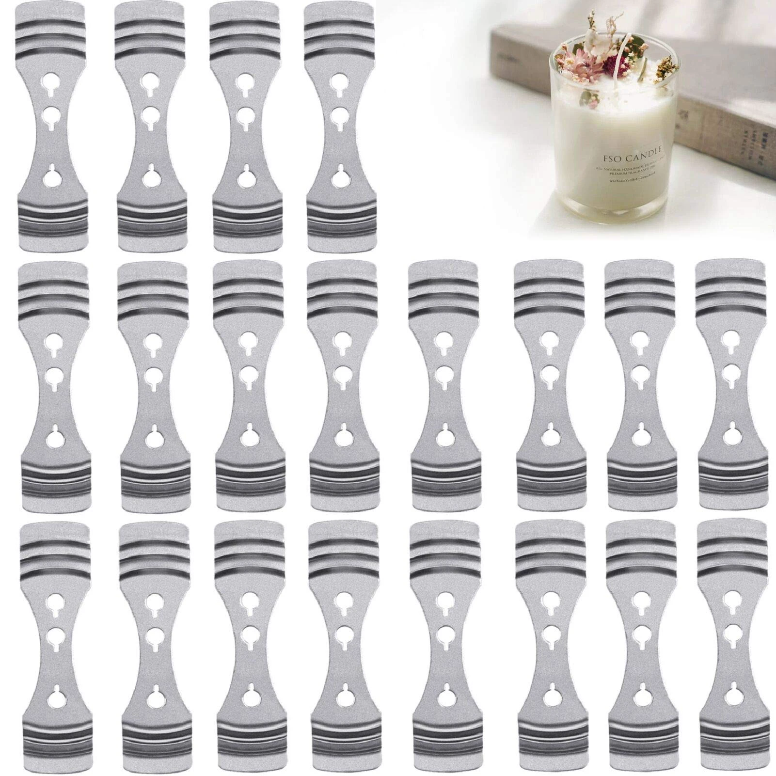 60pcs Metal Candle Wick Centering Devices, Silver Stainless Steel Candle Wick Holder for Candle Making