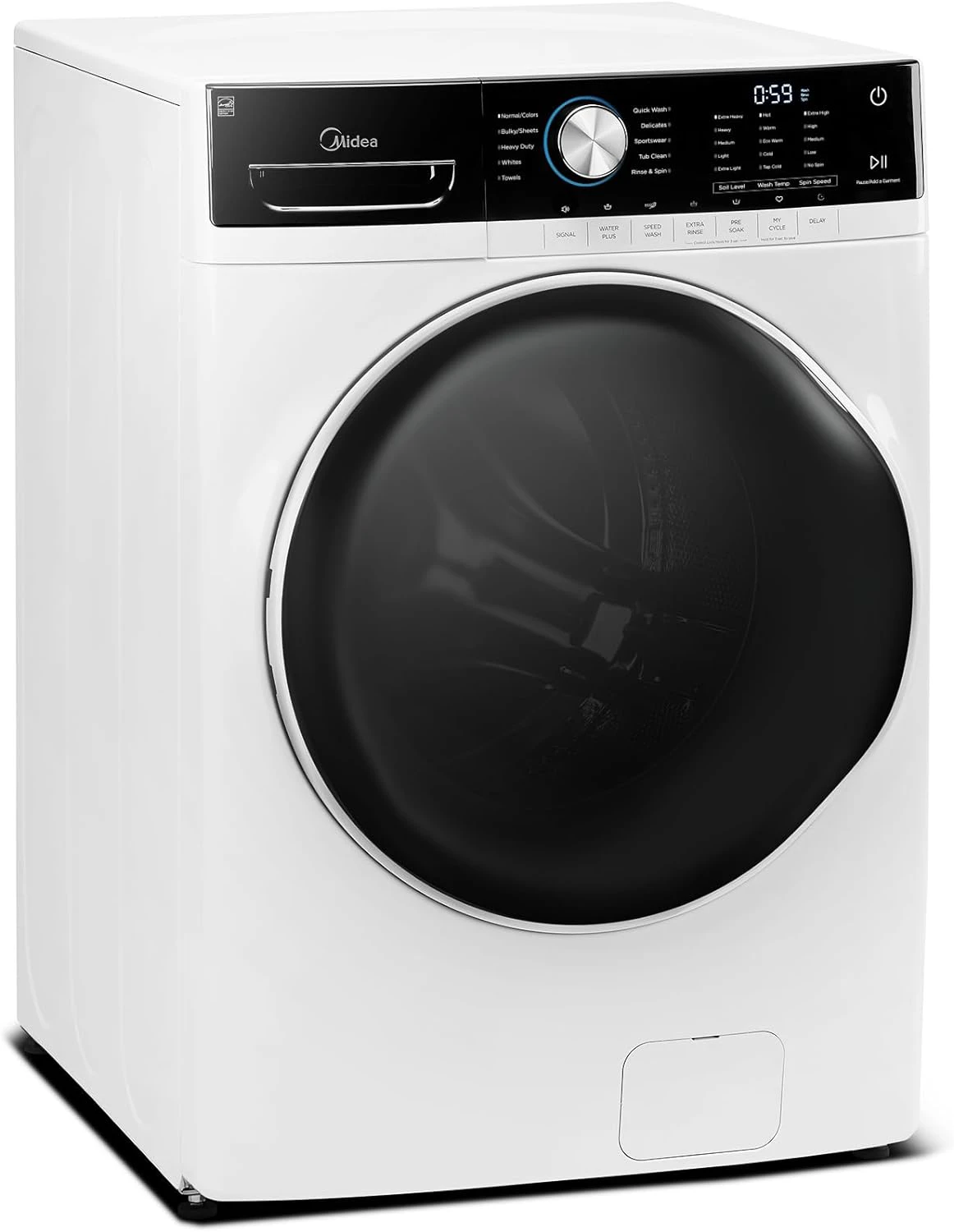 Midea MLH45N1AWW Front Load Washer, Automatic Machine, Vibration Control, Pre-Soak, Speed Wash, 10 Cycles, Energy Star Certified, 4.5 Cu.ft, White