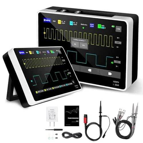 [Upgraded Model Plus 100X PRODE] Oscilloscope, 1013D Plus Portable Digital Tablet Oscilloscope with 2 Channels 100Mhz Bandwidth 1GSa/s Sampling Rate 7" TFT LCD Touch Screen 100X High Voltage