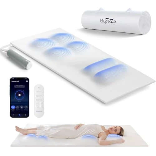 Full Body Massage Mat, Massage Pad for Bed, Massager with Smart App for Neck and Back, Thighs, Legs - Relax and Rejuvenate with 3 Modes for Restful Sleep - Portable and Foldable Design for H