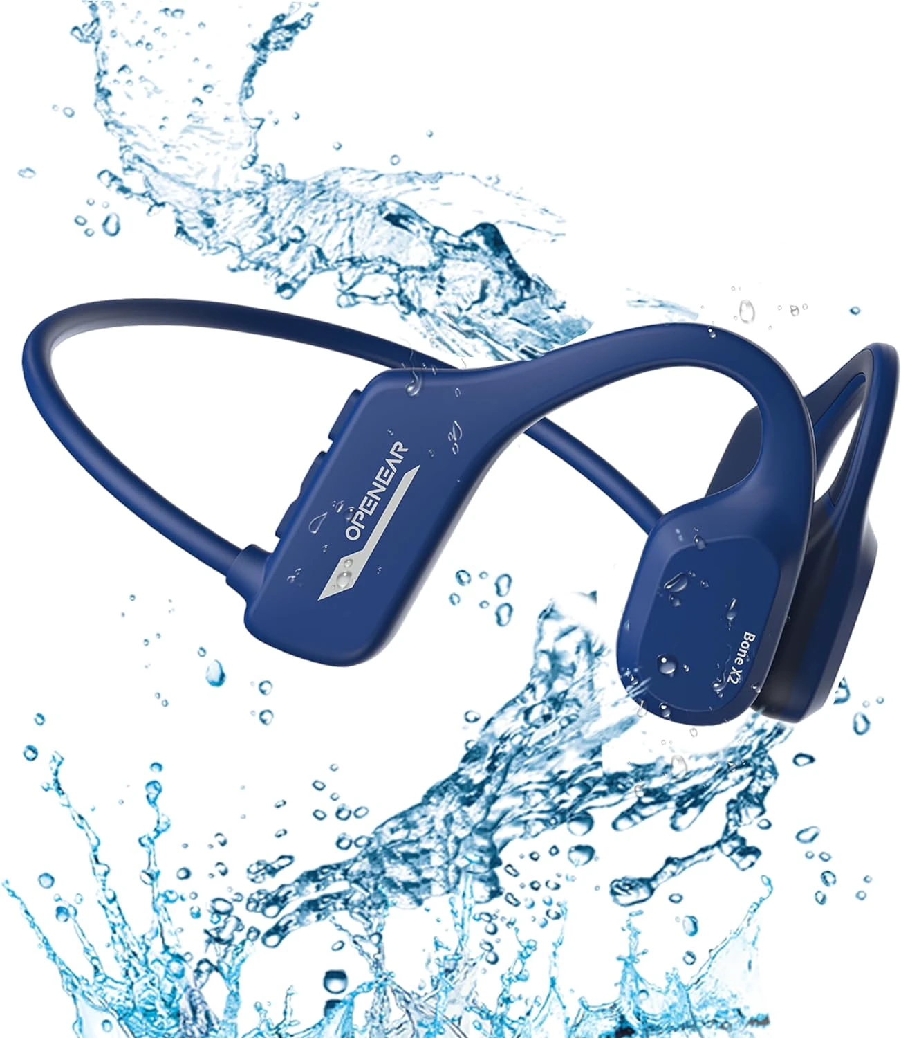 Bone Conduction Headphones IP68 Swimming Waterproof Dustproof Sweatproof MP3 Player Headset Underwater Music Player 8GB 1000 Songs, Open-Ear Wireless Earphones Bluetooth 5.3 with Mic - Blue