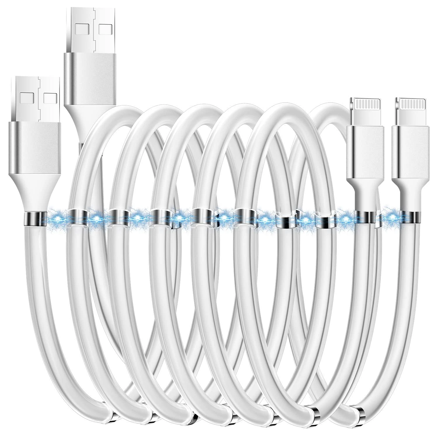 Magnetic Charging Cable,(6FT) Super Organized Charging Magnetic Absorption Nano Data Cable for Phone 14 pro max/13/12/11/XS/XS Max/XR/X/8/8 Plus/7/7 Plus/6s/6s Plus/6/6 Plus/SE/5s/5c/5/Pad/P