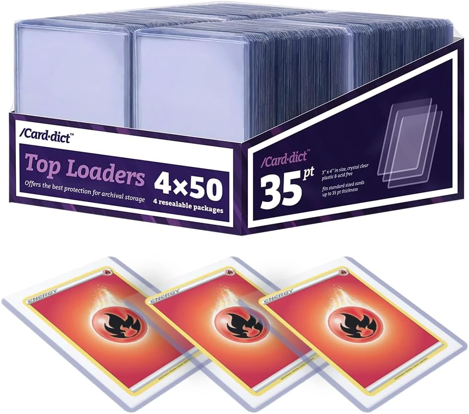 200ct Top Loaders Compatible with Trading Card 35pt 3” x 4“ Rigid Sports Cards Protectors, Hard Plastic Sleeves Toploader for MTG, Yugioh, Baseball, Sports Game Card (200ct Top Loaders)