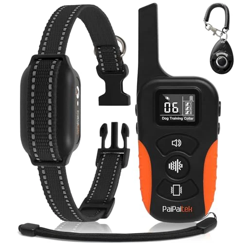 PaiPaitek No Shock Dog Training Collar with Remote 3300ft Range, Strong Vibrating Dog Collar Beep and Vibrate Only, Waterproof & Rechargeable Vibration Collar for Small Medium Large Dogs - N