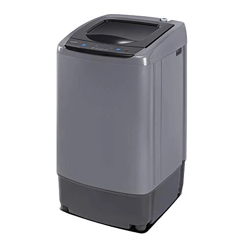 Comfee Portable Washing Machine, 0.9 cu.ft Compact Washer With LED Display, 5 Wash Cycles, 2 Built-in Rollers, Space Saving Full-Automatic Washer 0.9cu.ft Gray