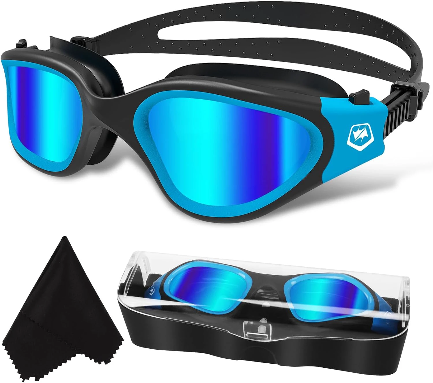 WIN.MAX Polarized Swimming Goggles Swim Pool Goggles Anti Fog Anti UV No Leakage Clear Vision for Men Women Adults Teenagers Blue&black/Blue Polarized Mirrored Lens