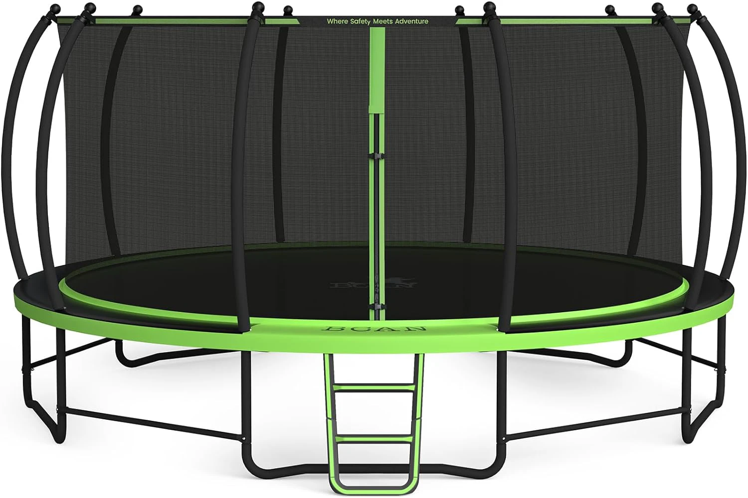 BCAN Trampoline 8FT 10FT 12FT 14FT 15FT 16FT Recreational Trampoline with Enclosure for Kids Adults, ASTM Approved, Outdoor Trampoline with Wind Stakes and Ladder for Kids Apex Series 16FT-A