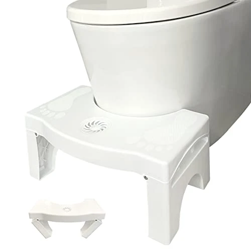 Foldable Toilet Potty Stool for Adults, Toilet Stool Poop Stool, 7" Squatting Stool, Portable Bathroom Stool with Freshener Space, Non-Slip Toilet Step Stool, Healthy Gifts for Kids and Seni