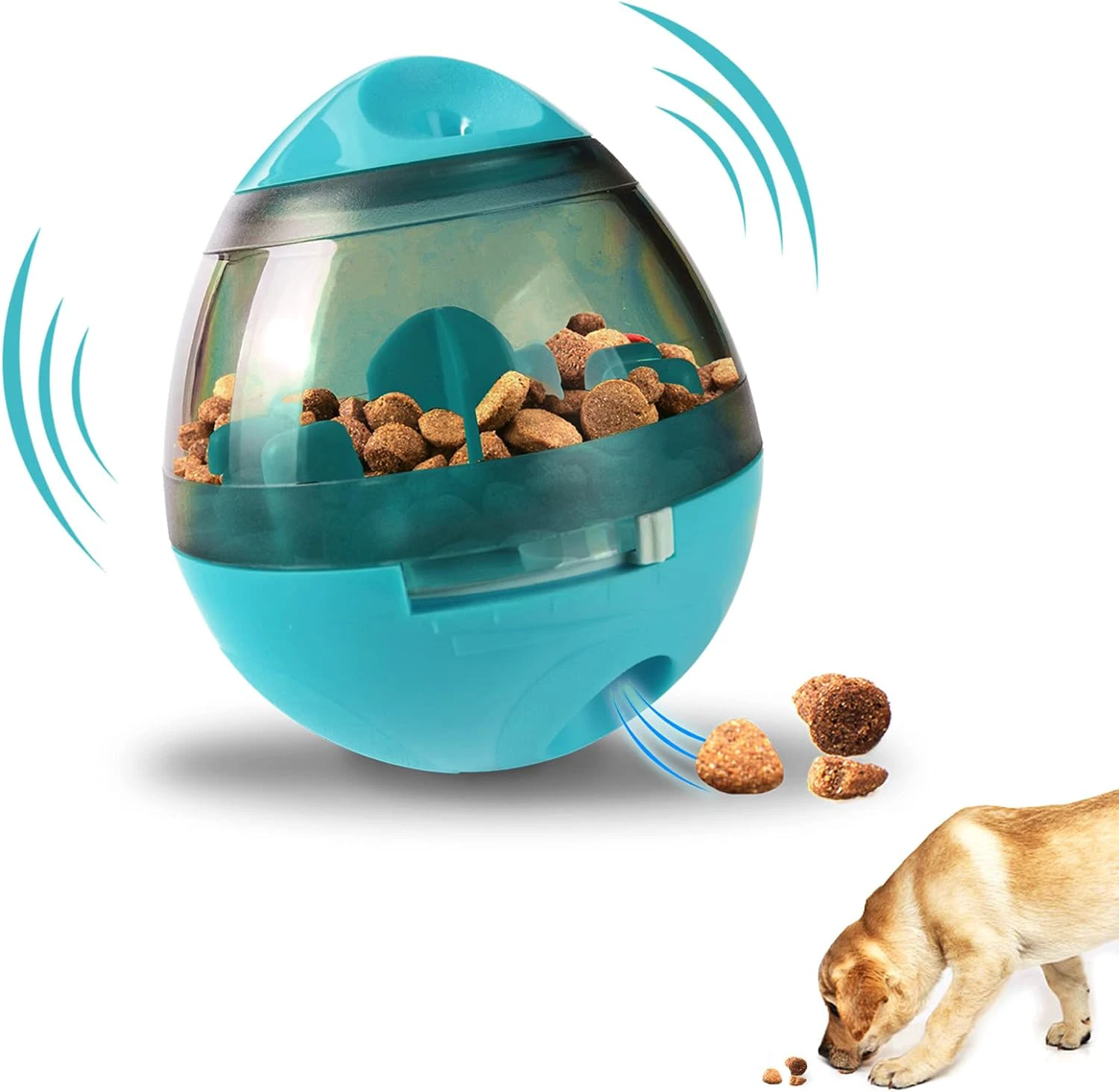 JZXOIVA Dog Treat Ball, Adjustable Dog Treat Dog Ball Dispensing Dog Toys, Interactive Food Puzzles Ball for Dogs, Pet Slow Feeder Ball Blue