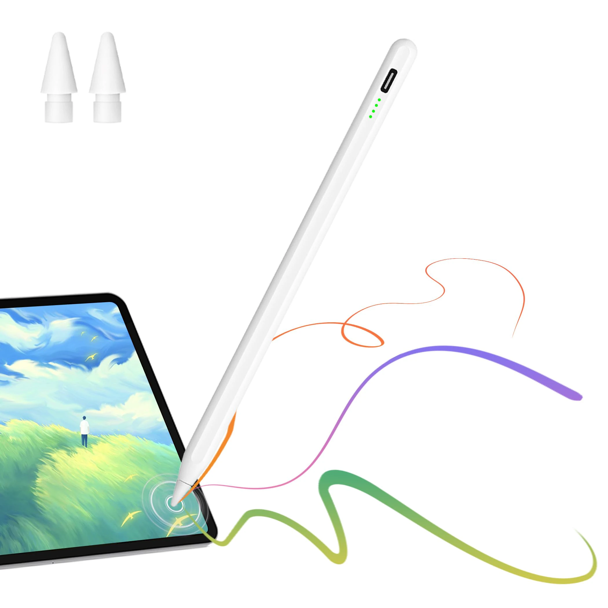 XLX Stylus Pen for iPad (2018-2024) Apple Pencil with Palm Rejection & Tilt Sensitivity Stylus Pencil for iPad 10/9/8/7/6th Gen,iPad Mini 6/5th Gen,iPad Air 5/4/3th,iPad Pro 11/12.9"- White