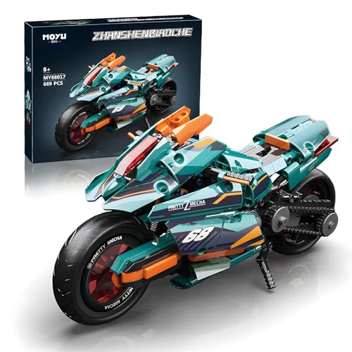 Motorcycle Toy Building Blocks Kit, Motorcycle Building Bricks Sets for Build and Display, Collectible Building Kit Compatible with Lego, Build a Model Motorcycle