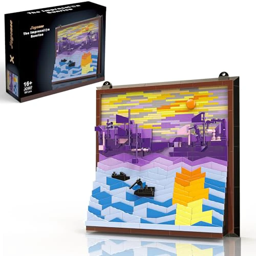 Ideas Monet Impression Sunrise Building Sets for Adults, Unique 3D Wall Art for Holiday Decoration, Creative Toy Building Sets Crafts Set for Adults, Compatible with Lego