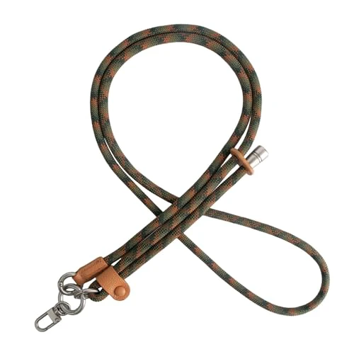 Universal Phone Lanyard Adjustable Strap Tether with Ultra Thin Patch Anchor Outdoor Climbing Hook Coffee 8mm