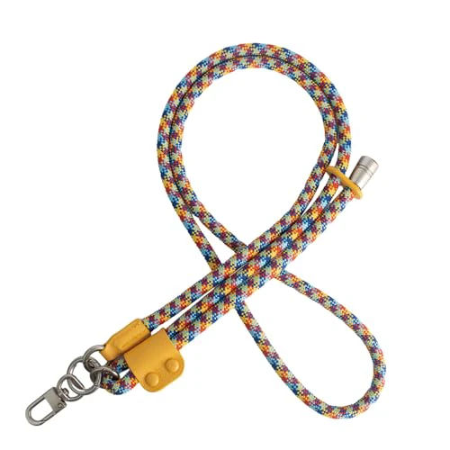 Universal Phone Lanyard Adjustable Strap Tether with Ultra Thin Patch Anchor Outdoor Climbing Hook Yellow 8mm