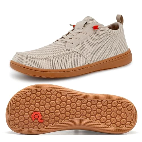 Men's Barefoot Wide Toe Box Shoes - Minimalist Barefoot Shoes with Zero Drop Sole Extra Wide Slip on Walking Shoes for Men 9 Wide Wt02 | Beige