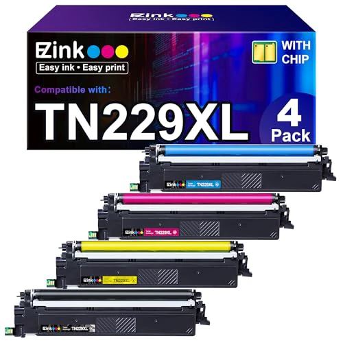 E-Z Ink Compatible TN229XL Toner Cartridges Replacement for Brother TN229XL TN-229XL TN229 XL to use with MFC-L3720CDW MFC-L3780CDW HL-L3220CDW HL-L3280CDW HL-L3300CDW Printer (TN229XLBK/C/M